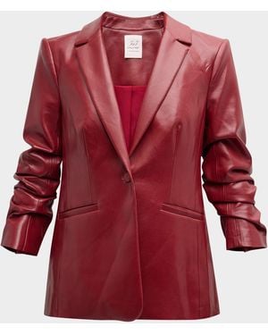Cinq À Sept Kylie Faux-Leather Scrunched-Sleeve Jacket - Red