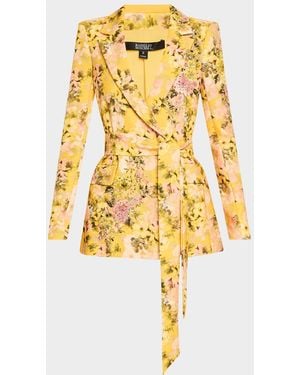 Badgley Mischka Floral-Print Embroidered Jacket - Metallic