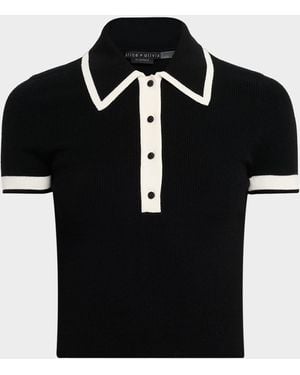 Alice + Olivia Pia Wool-Blend Knit Polo - Black