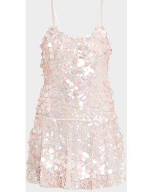LoveShackFancy Liria Sequined Mini Dress - Pink