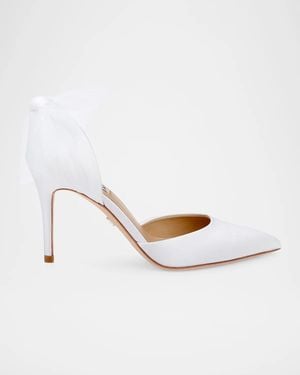 Badgley Mischka Rosalie 85Mm Bow-Detail Satin D & Apos;Orsay Pumps - White