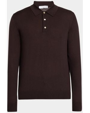 Boglioli Apos;S Wool Knit Long-Sleeve Polo Shirt - Brown