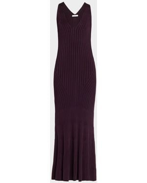 Adam Lippes Twyla Sleeveless Ribbed Midi Dress - Purple