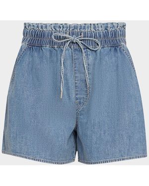 Veronica Beard Wilder Drawstring Denim Shorts - Blue