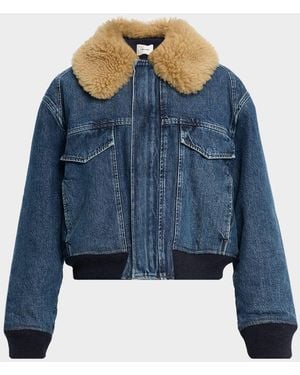 FRAME The Shearling Aviator Jacket - Blue