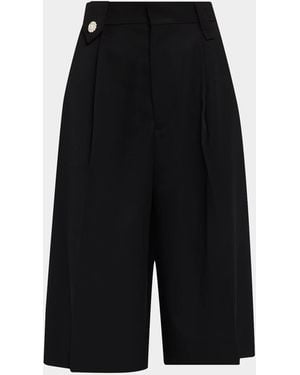 Simone Rocha Tailored Wide-Leg Pleated Shorts - Black