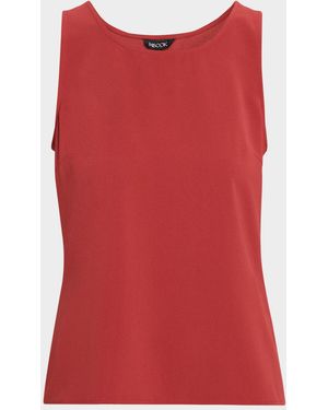 Misook Scoop-Neck Crepe De Chine Tank - Red