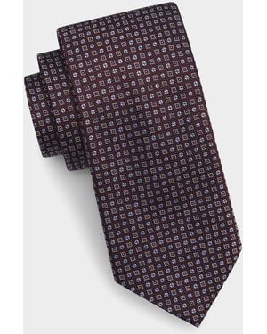Canali Apos;S Geometric Woven Silk Tie - Blue