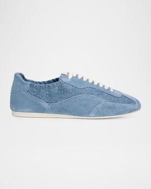 Jonathan Simkhai Georgie And Suede Low-Top Sneakers - Blue