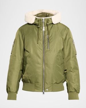 Mackage Apos;S August Bomber Jacket With Shearling-Trimmed Hood - Green