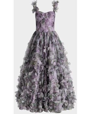 Alice + Olivia Calissa Floral Ball Gown - White