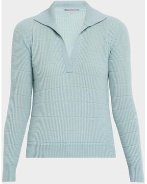 Neiman Marcus Cashmere Polo Sweater - Blue