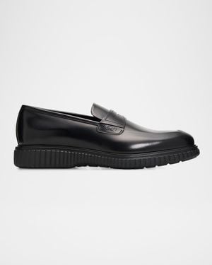 Ferragamo Apos;S Leather Rubber-Sole Penny Loafers - Black
