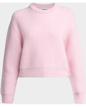 Jil Sander English Rib Wool Crewneck Sweater - Pink