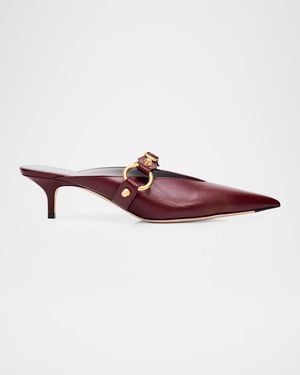 Balenciaga 45Mm City Leather Mules - Red
