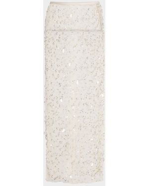 LAPOINTE Embellished Mesh Maxi Pencil Skirt - White