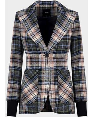Smythe Birken Plaid Ribbed-Cuff Blazer - Black