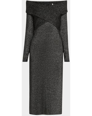 Tahari The Rowan Lurex Midi Sweater Dress - Black