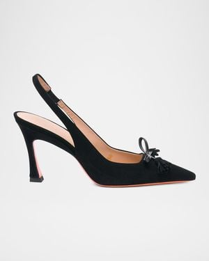 Santoni 85Mm Suede Slingback Pumps - Black