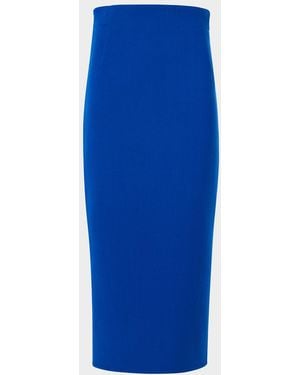 Akris Wool Crepe Midi Pencil Skirt - Blue