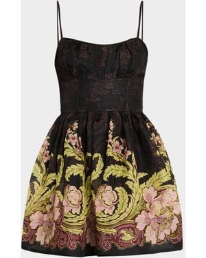 Cara Cara Alba Floral Fit-And-Flare Mini Dress - Black