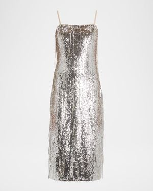 Ramy Brook Annabelle Deep V-Neck Sequin Fringe Mini Dress - White