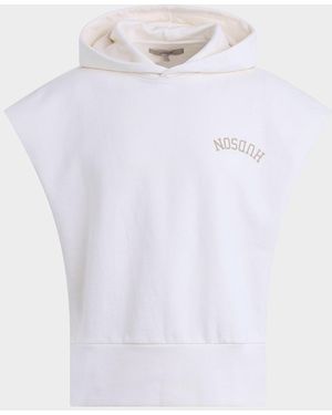 Hudson Jeans Apos;S Viper Cotton Logo Sleeveless Hoodie - White