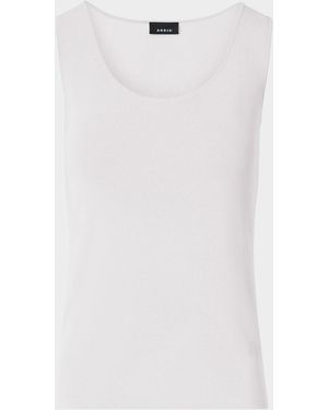 Akris Scoop-Neck Viscose Rib Knit Tank Top - White