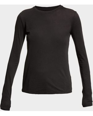 Vince Essential Long-Sleeve Crewneck Tee - Black