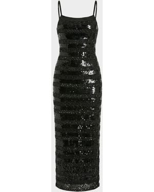 Mac Duggal Sequin Striped Column Midi Dress - Black