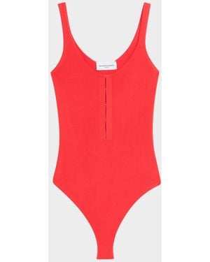 Brandon Maxwell The Scarlett Scoop-Neck Sleeveless Bodysuit - Red