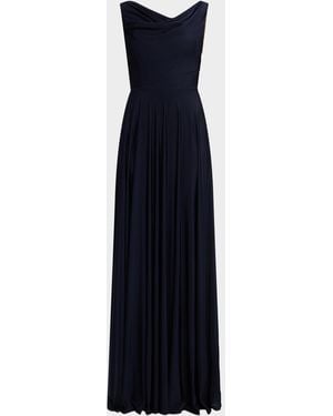 Black Halo Jacqueline Cowl-Neck Jersey Gown - Blue