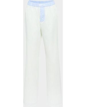 SER.O.YA Charli Striped Poplin Pants - White