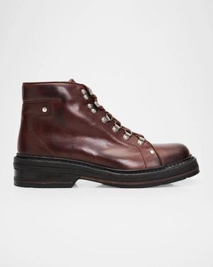 Miu Miu 40Mm Lace-Up Leather Combat Boots - Brown