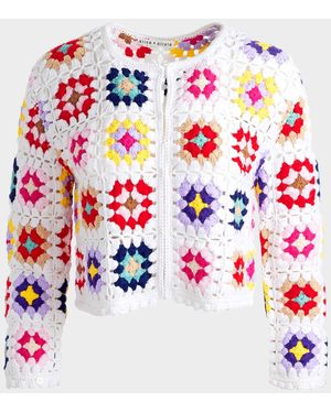 Alice + Olivia Anderson Daisy Crochet Cardigan in Metallic