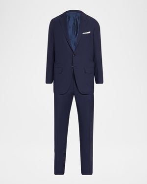 Kiton Apos;S Mini-Check Wool Modern Fit Two-Piece Suit - Blue