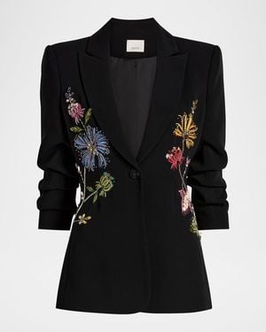 Cinq À Sept Cheyenne Floral Embroidered Blazer - Black