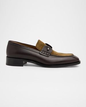 Christian Louboutin Chambelimoc Leather & Suede Loafers - Black
