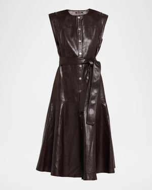 Kobi Halperin Brenda Faux-Leather Tie-Waist Midi Dress - Black