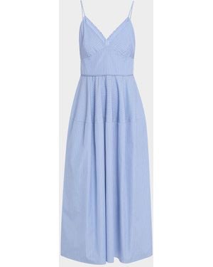 Co. Basque Striped Midi Dress - Blue