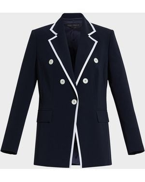 Marina Rinaldi Plus Size Bettina Contrast-Trim Cady Blazer - Blue