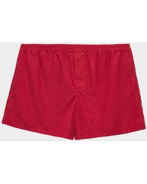 Dolce & Gabbana Apos;S Solid Cotton Logo Boxer Shorts - Red
