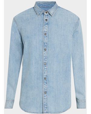 Rag & Bone Finch Denim Casual Button-Down Shirt - Blue