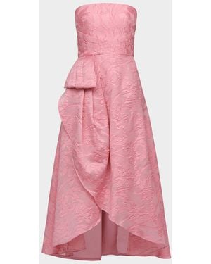 THEIA Soraya Strapless Fil Coupe Midi Dress - Pink