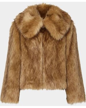 MILLY Remy Faux Fur Jacket - Brown