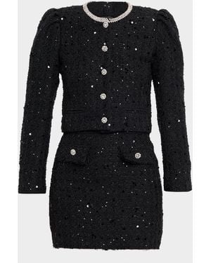 Generation Love Ava Sequined Tweed Mini Skirt - Black