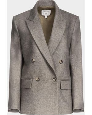 Twp Harper Double-Breasted Herringbone Blazer - Brown