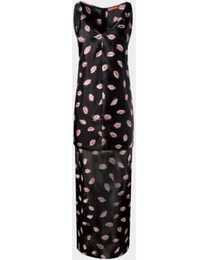 Altuzarra Katrin Lip-Print Silk Maxi Dress - Black