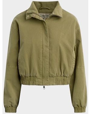 Hudson Jeans Sporty Cotton-Blend Crop Bomber Jacket - Green