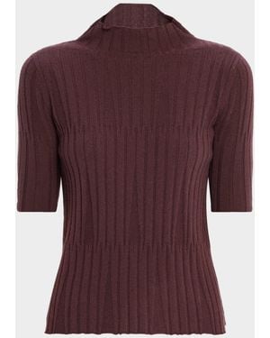 TSE Cashmere Ribbed Mock-Neck Sweater - Red